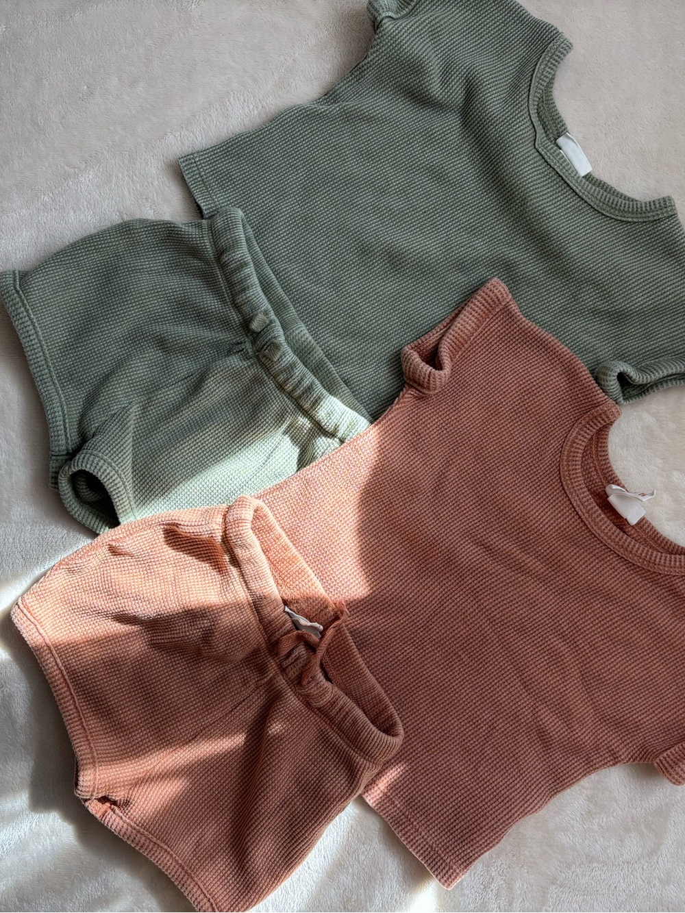 Cat and Jack 4 piece lot baby Waffle Knit Tee and Shorts Set - 3-6 months